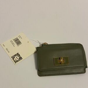 Anne Klein flap card case Wallet with Gold Clasp